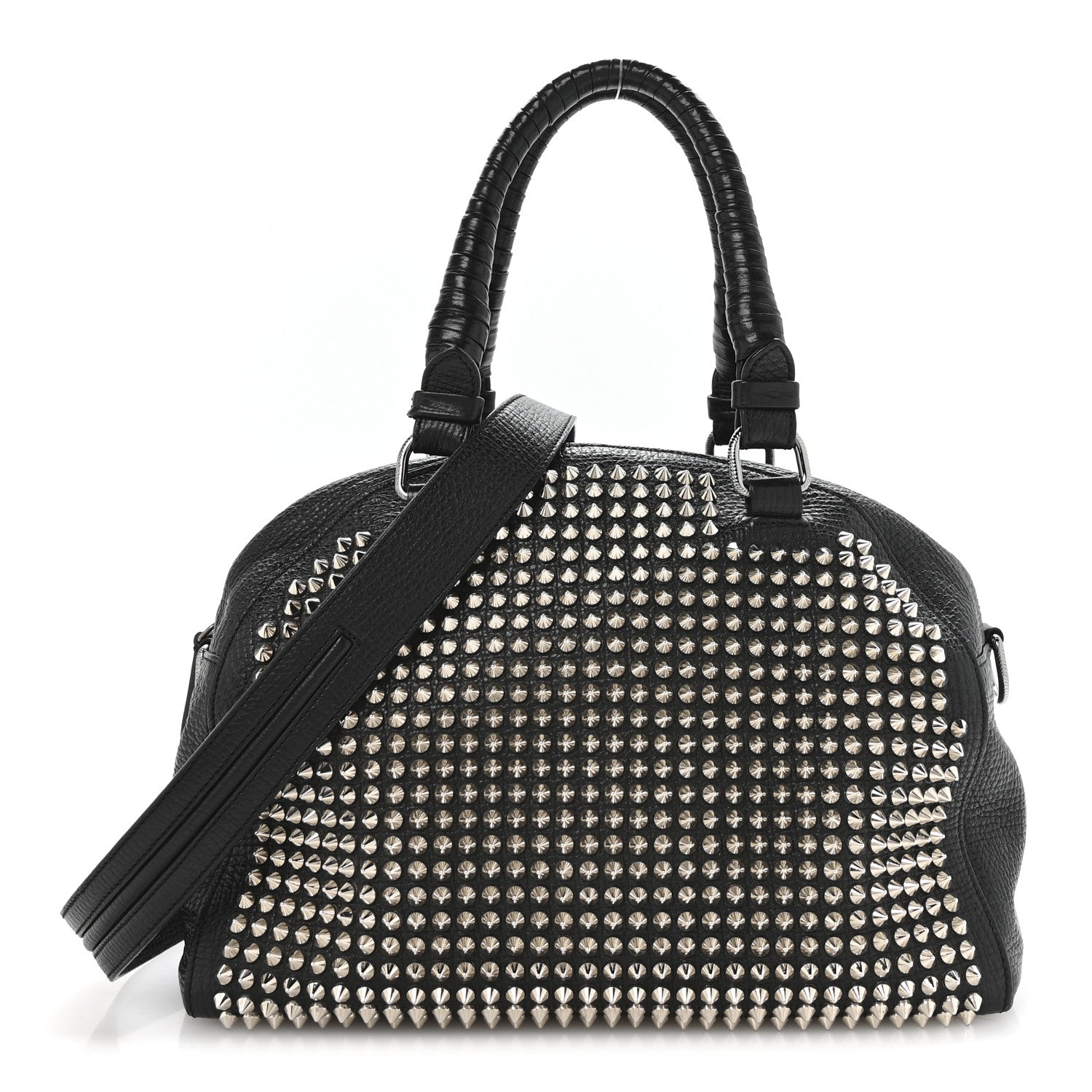 Christian Louboutin Grained Calfskin Studded Panettone Bowling Bag Black 1 of 10