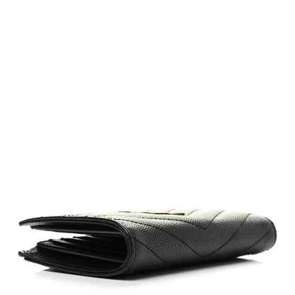Saint Laurent Grain De Poudre Matelasse Chevron Monogram Zipped Two-Part Wallet Black 4 of 7