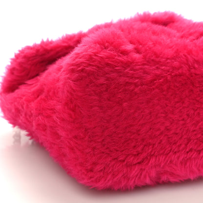 Saint Laurent Merino Shearling Lambskin Quilted Small Loulou Puffer Monogram Chain Satchel Fuchsia 7 of 8