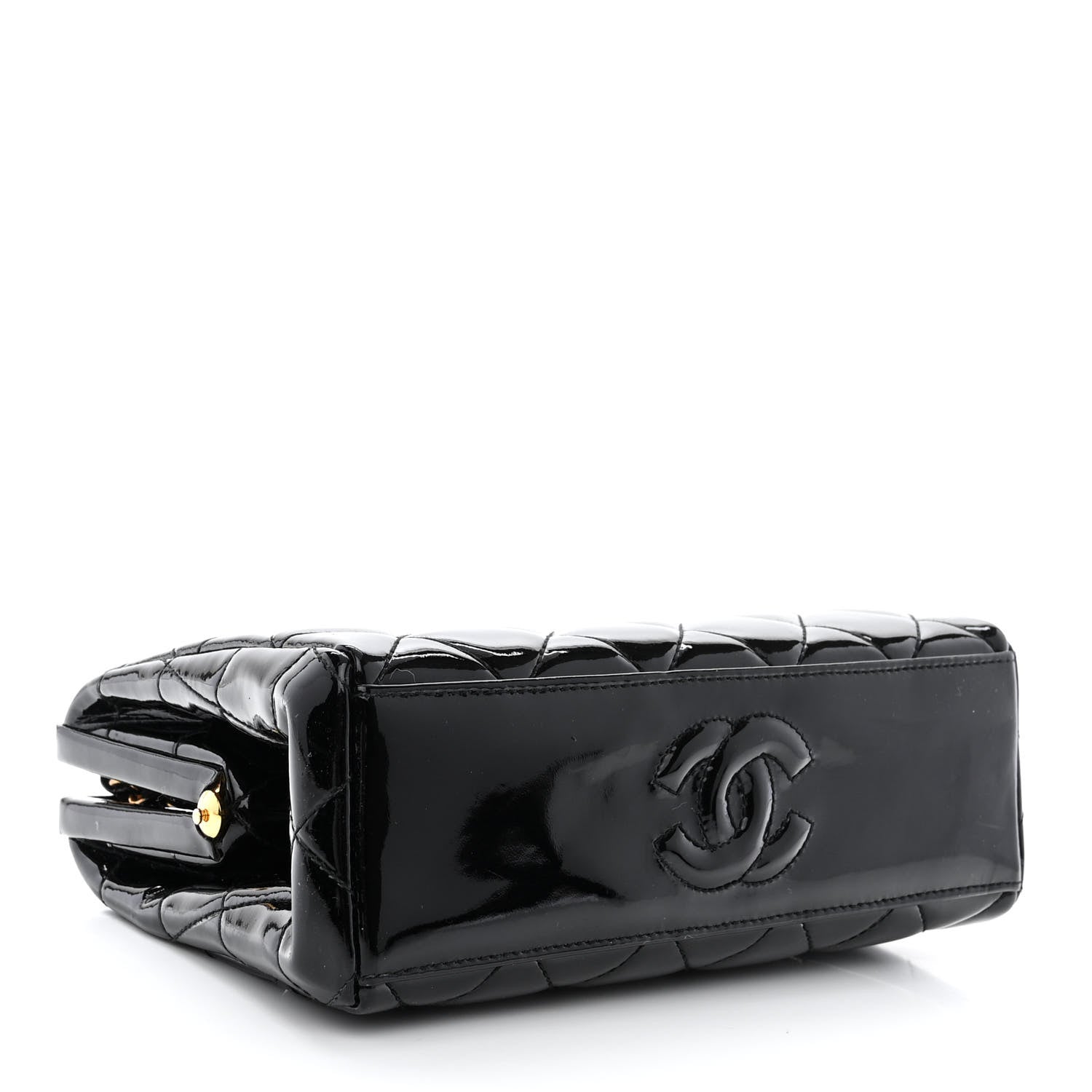 Chanel Patent Quilted Frame Evening Bag Black 4 of 12