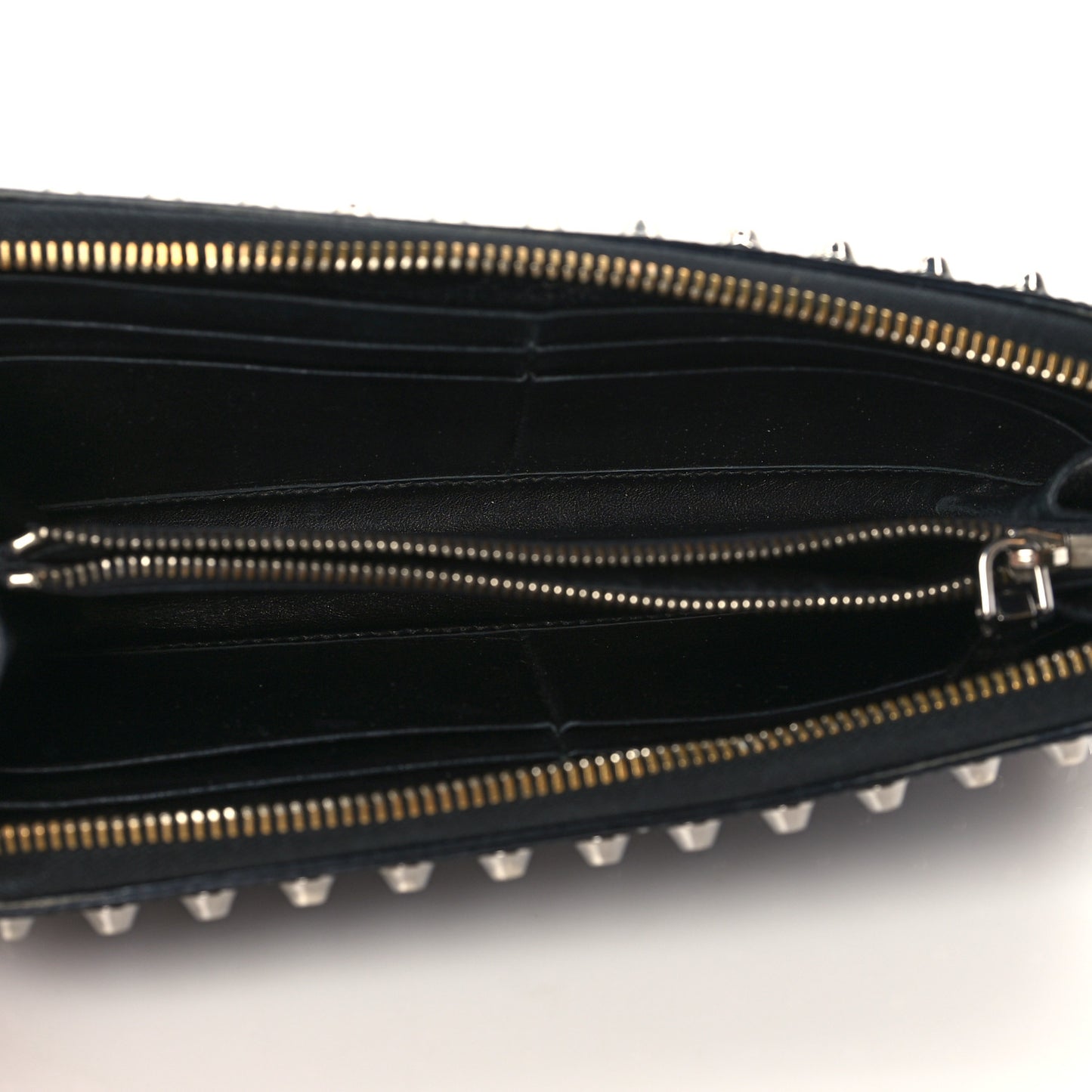 Spazzolato Studded Zip Around Wallet Black