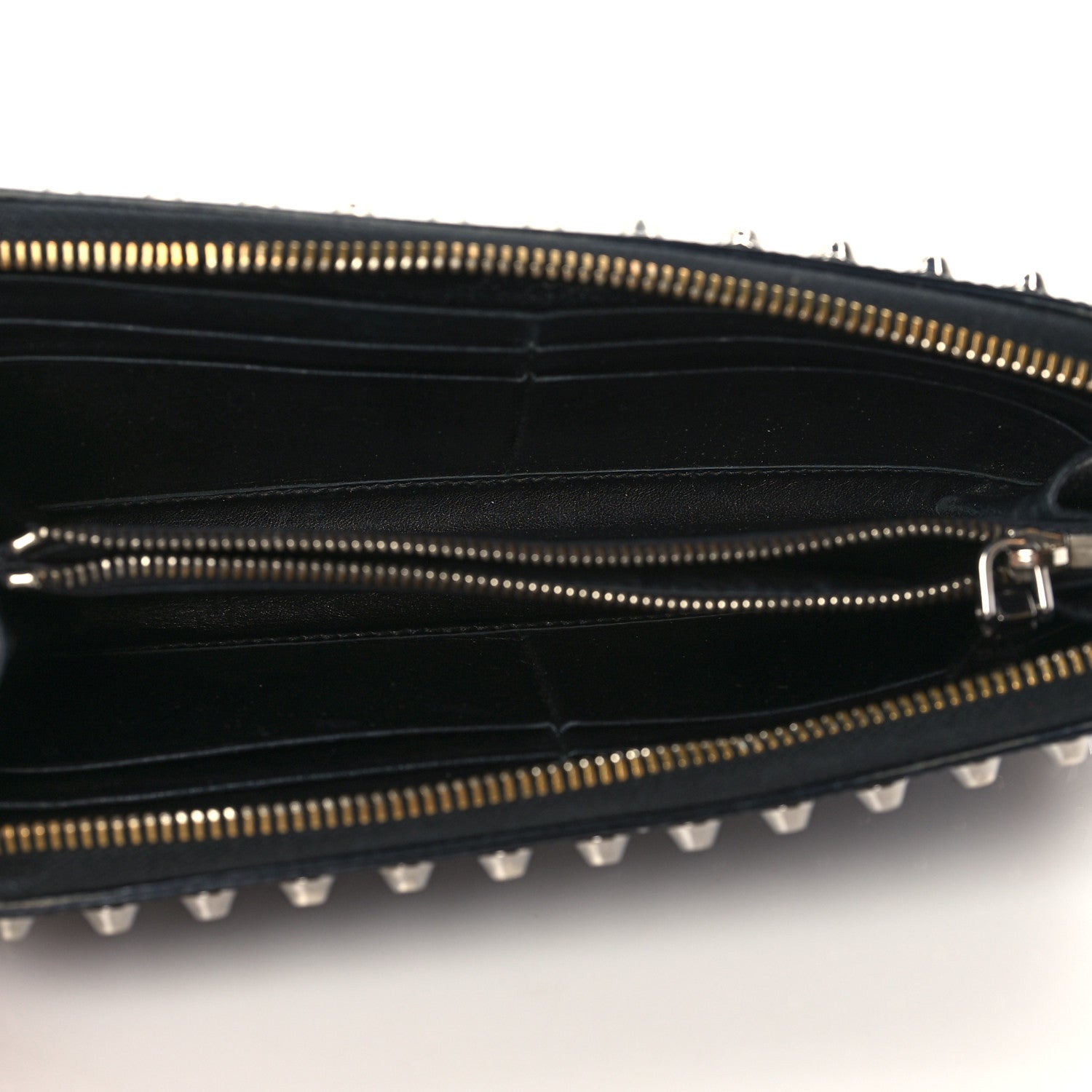 Prada Spazzolato Studded Zip Around Wallet Black 5 of 7