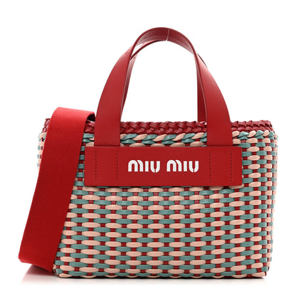 Miu Miu Nappa Matelasse Wicker Basket Bag Red Multicolor 1 of 10
