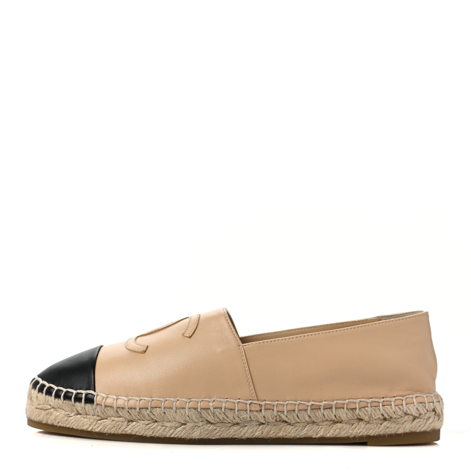 Chanel Lambskin CC Espadrilles 40 Beige Black 1 of 9