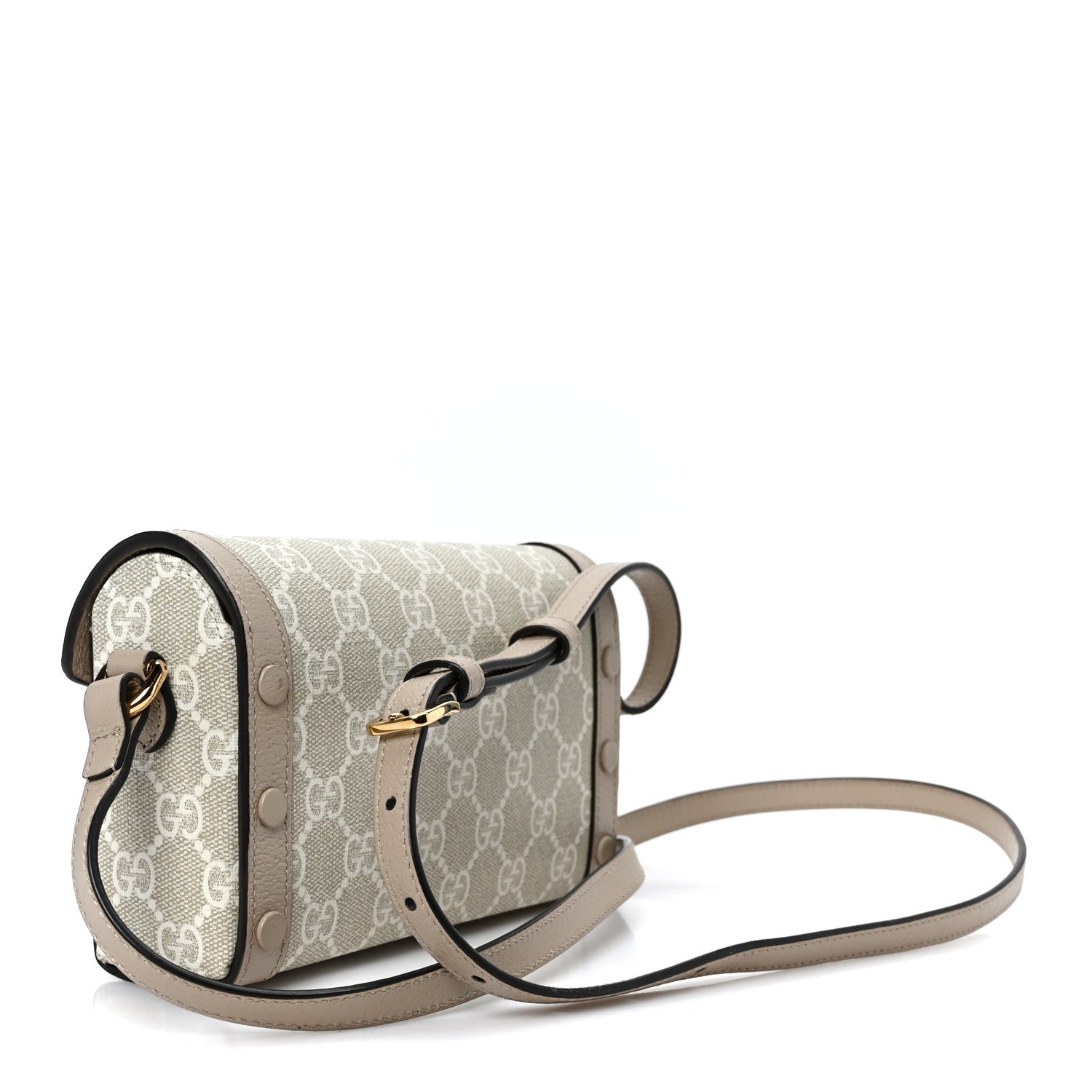 Gucci GG Supreme Monogram Textured Dollar Calfskin Mini Horsebit 1955 Shoulder Bag Beige Mystic White Oatmeal 2 of 10