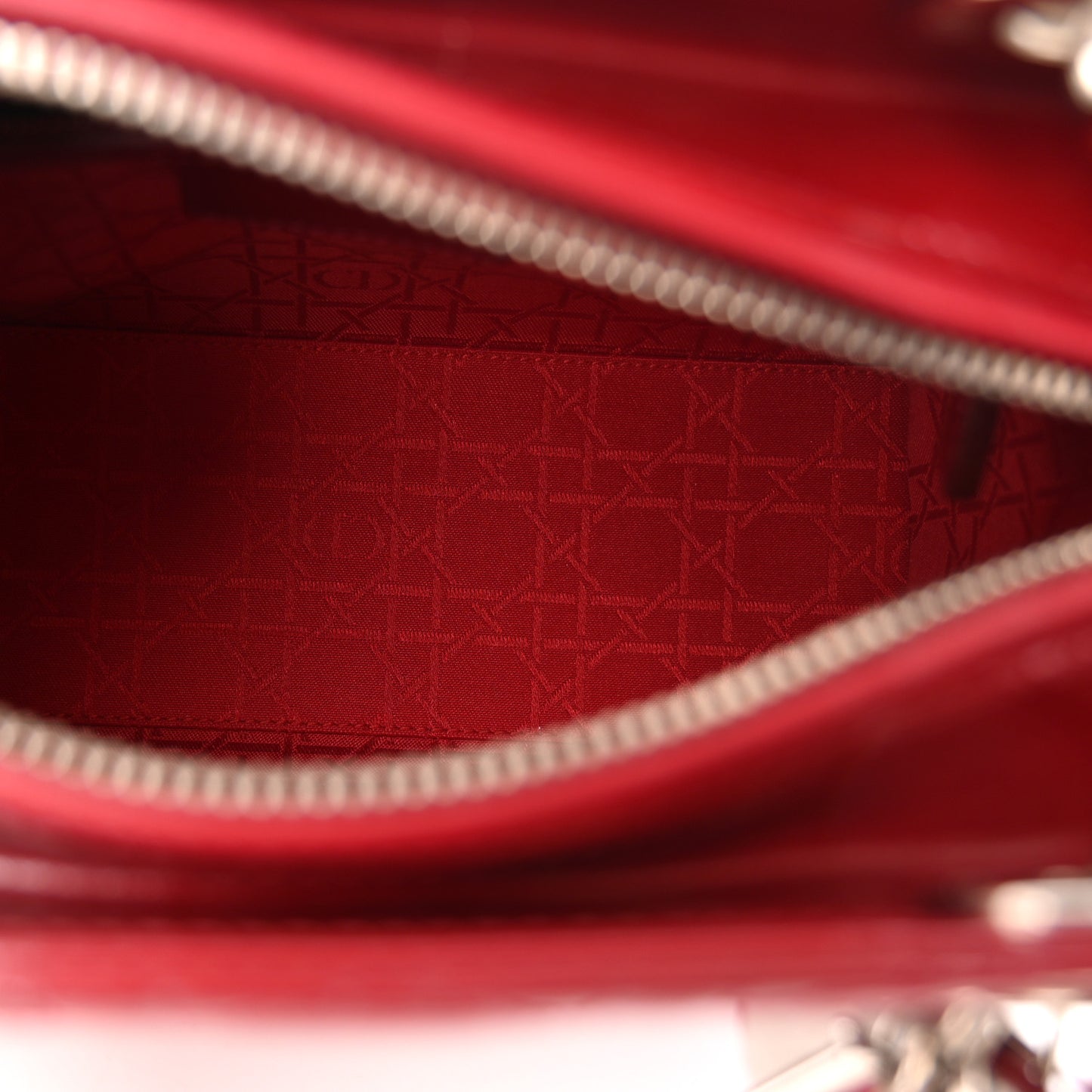 Patent Cannage Medium Lady Dior Red