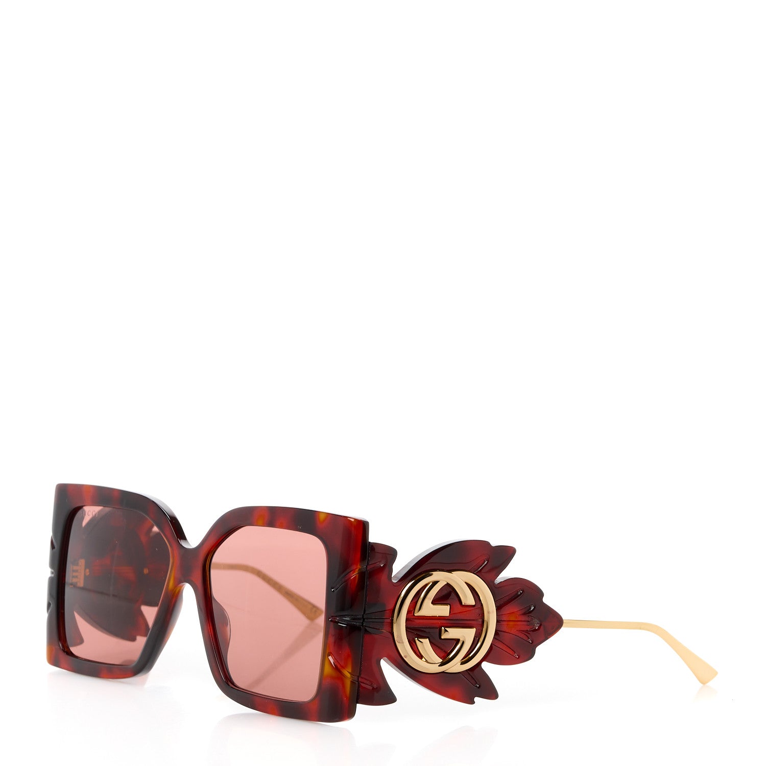 Gucci Acetate Square Frame Wing Sunglasses GG0535S Havana 1 of 7