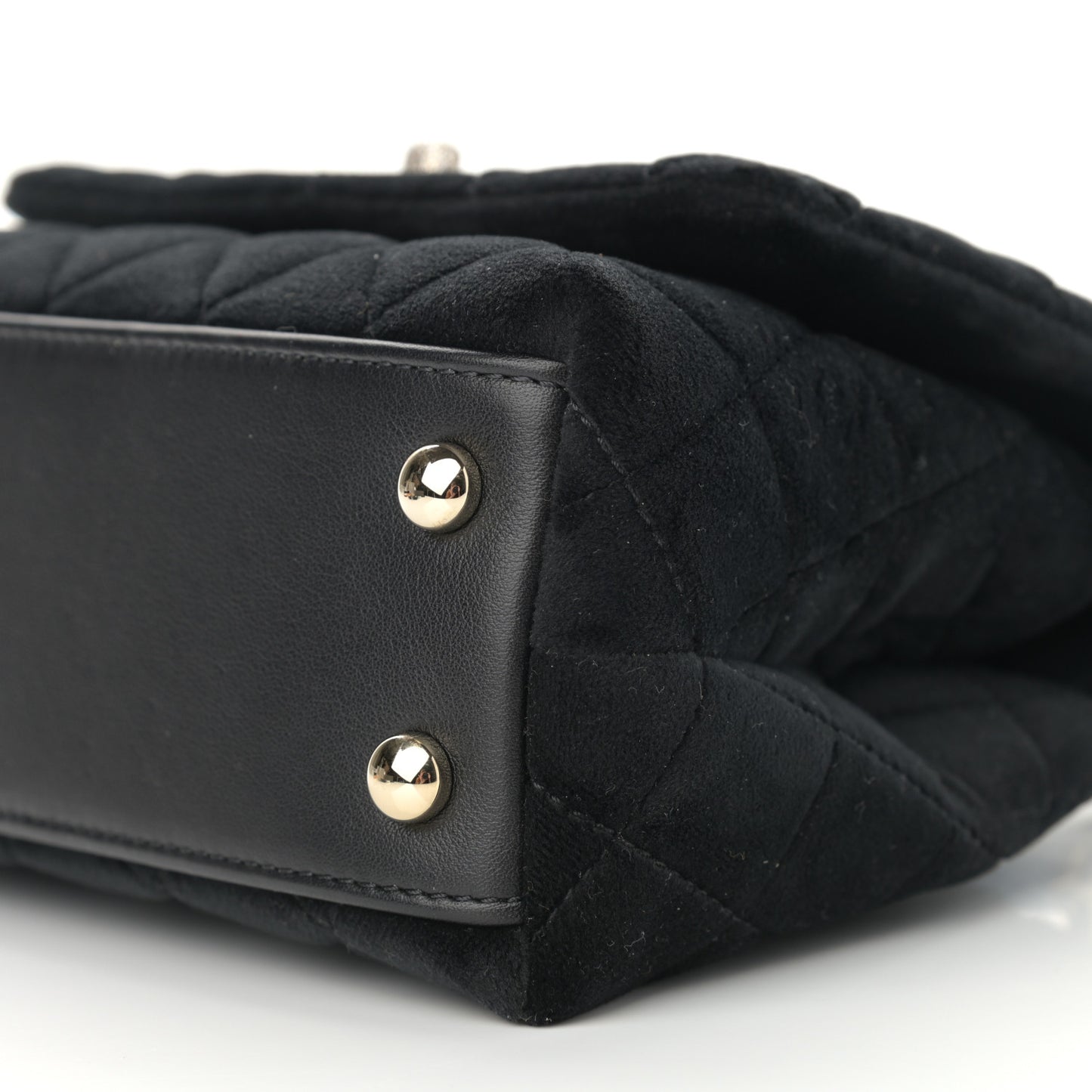 Velvet Crystal Quilted Extra Mini Coco Handle Flap Black