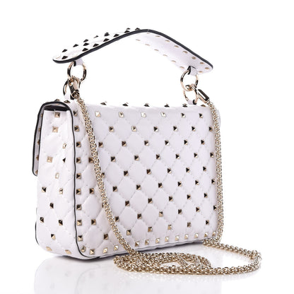 Valentino Garavani Lambskin VLTN Print Medium Rockstud Spike Shoulder Bag Optic White Black 4 of 7