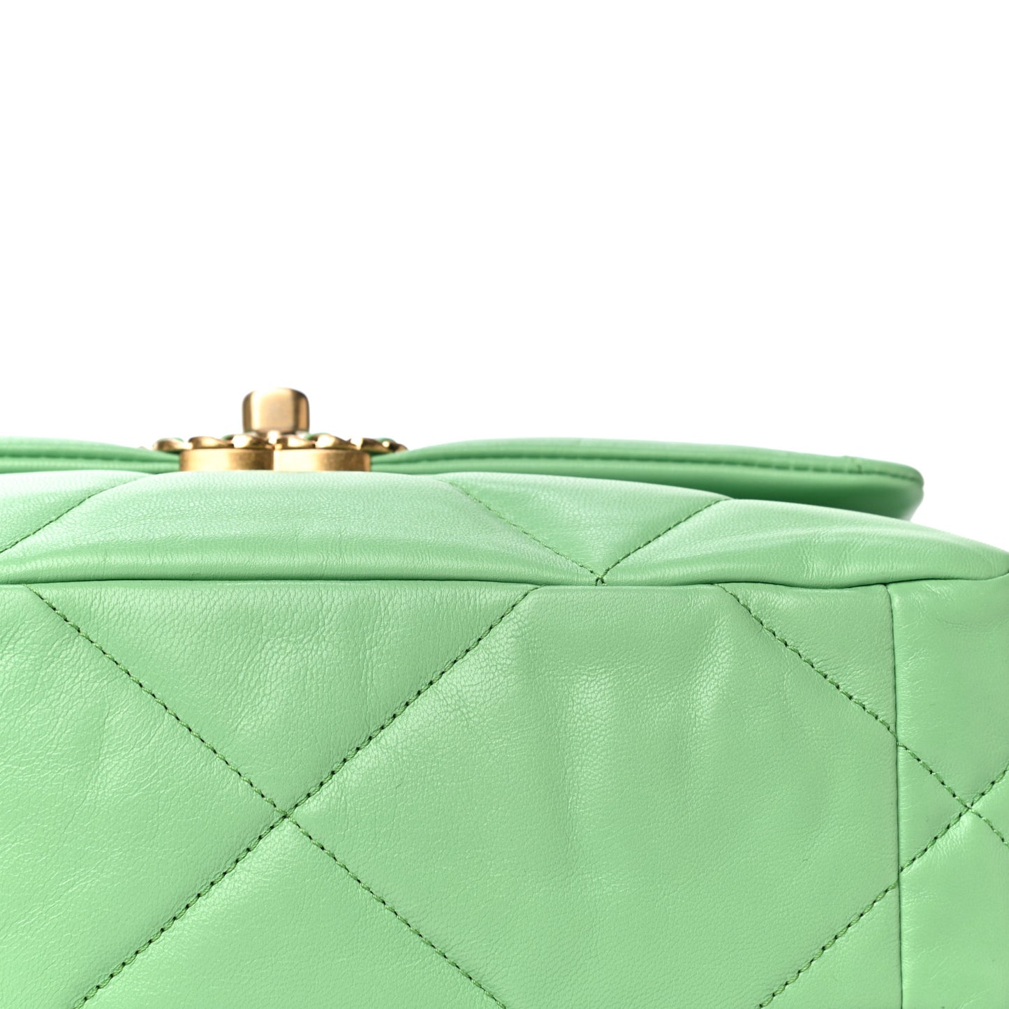 Goatskin Quilted Medium Chanel 19 Flap Light Green
