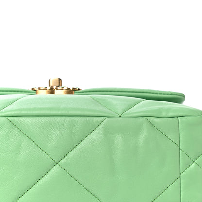 Chanel Goatskin Quilted Medium Chanel 19 Flap Light Green 13 of 16