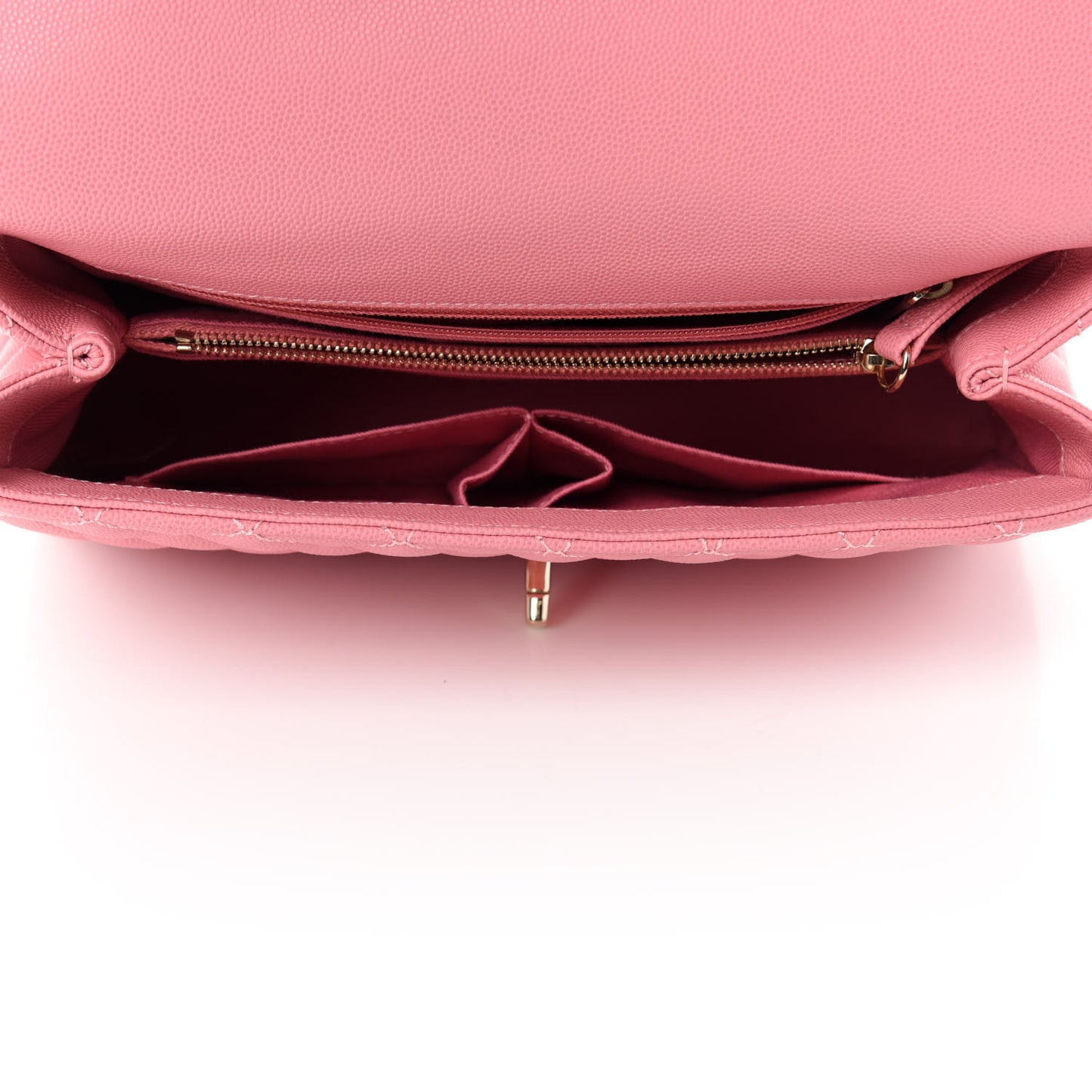 Caviar Quilted Small Coco Handle Flap Pink