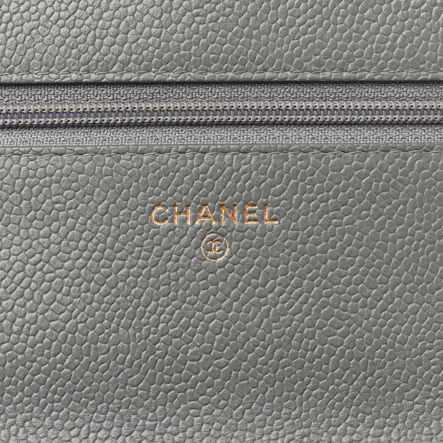 Caviar Quilted Boy Wallet On Chain WOC Grey