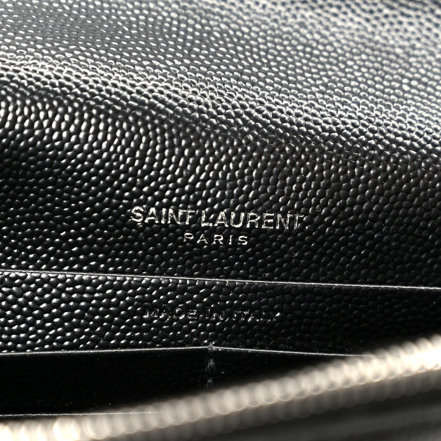 Saint Laurent Grain De Poudre Matelasse Chevron Monogram Envelope Chain Wallet Black 6 of 10