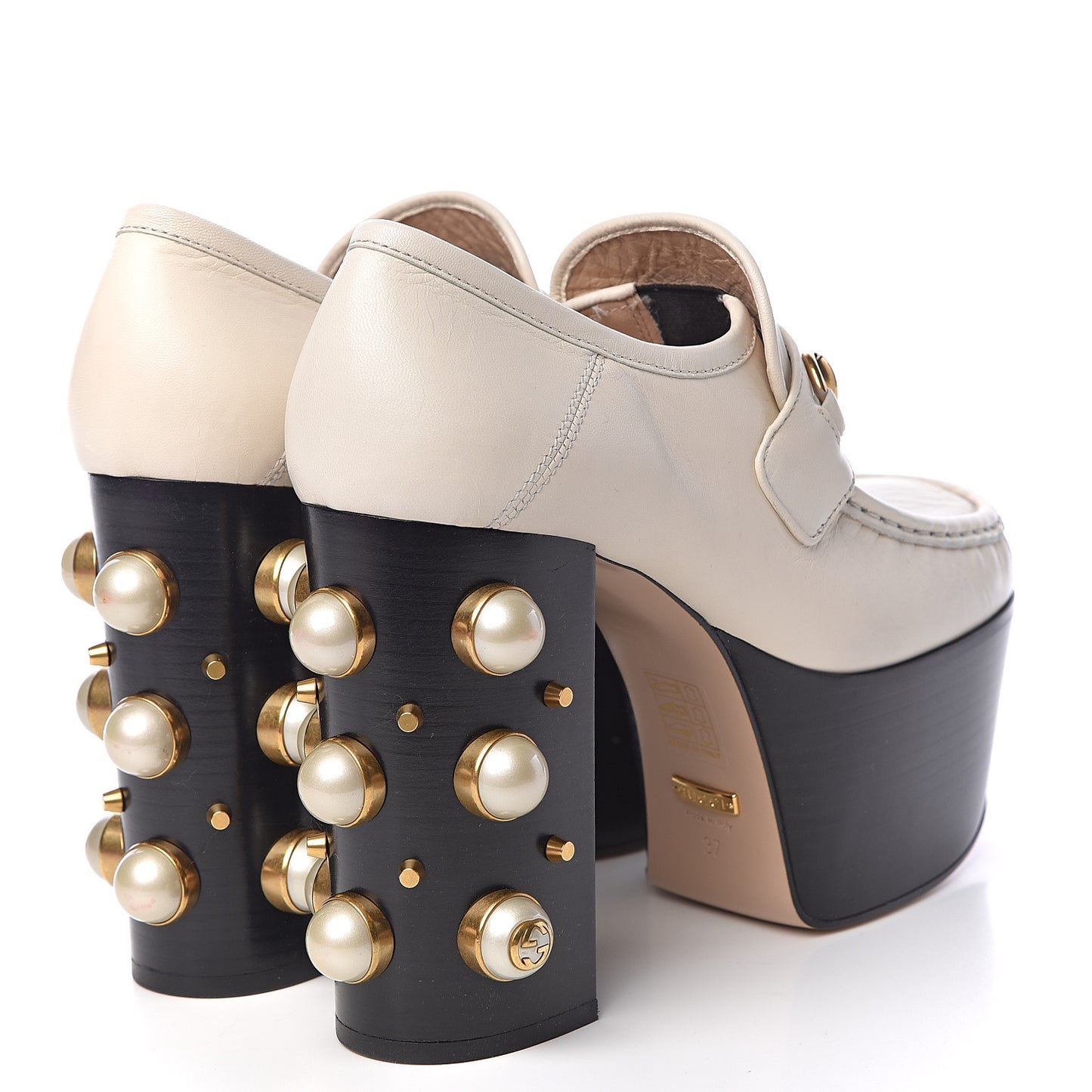 Malaga Kid Pearl Studded Vegas Platform Loafers 37 Mystic White