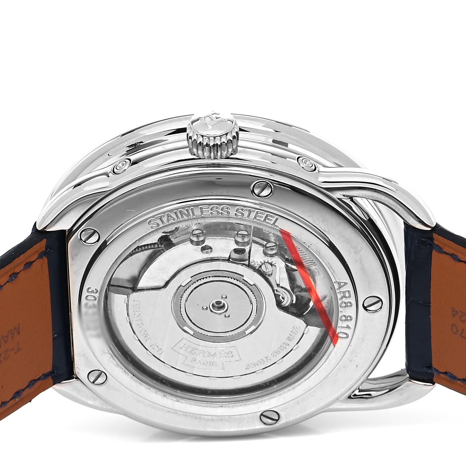 Hermes Stainless Steel Alligator 43mm Arceau Grande Lune Automatic Watch Bleu Abysse 5 of 5