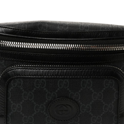 Gucci GG Supreme Monogram Textured Calfskin Retro Interlocking G Belt Bag Black 7 of 9