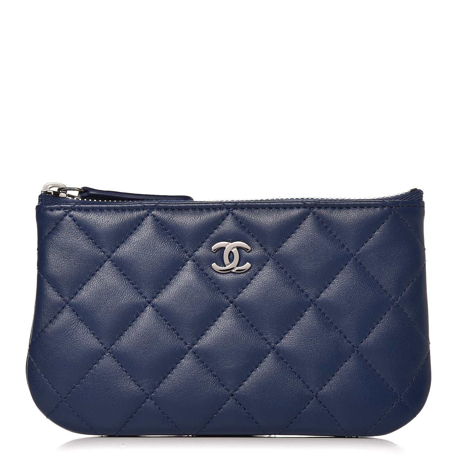 Chanel Lambskin Quilted Coin Purse Case Blue 1 of 8