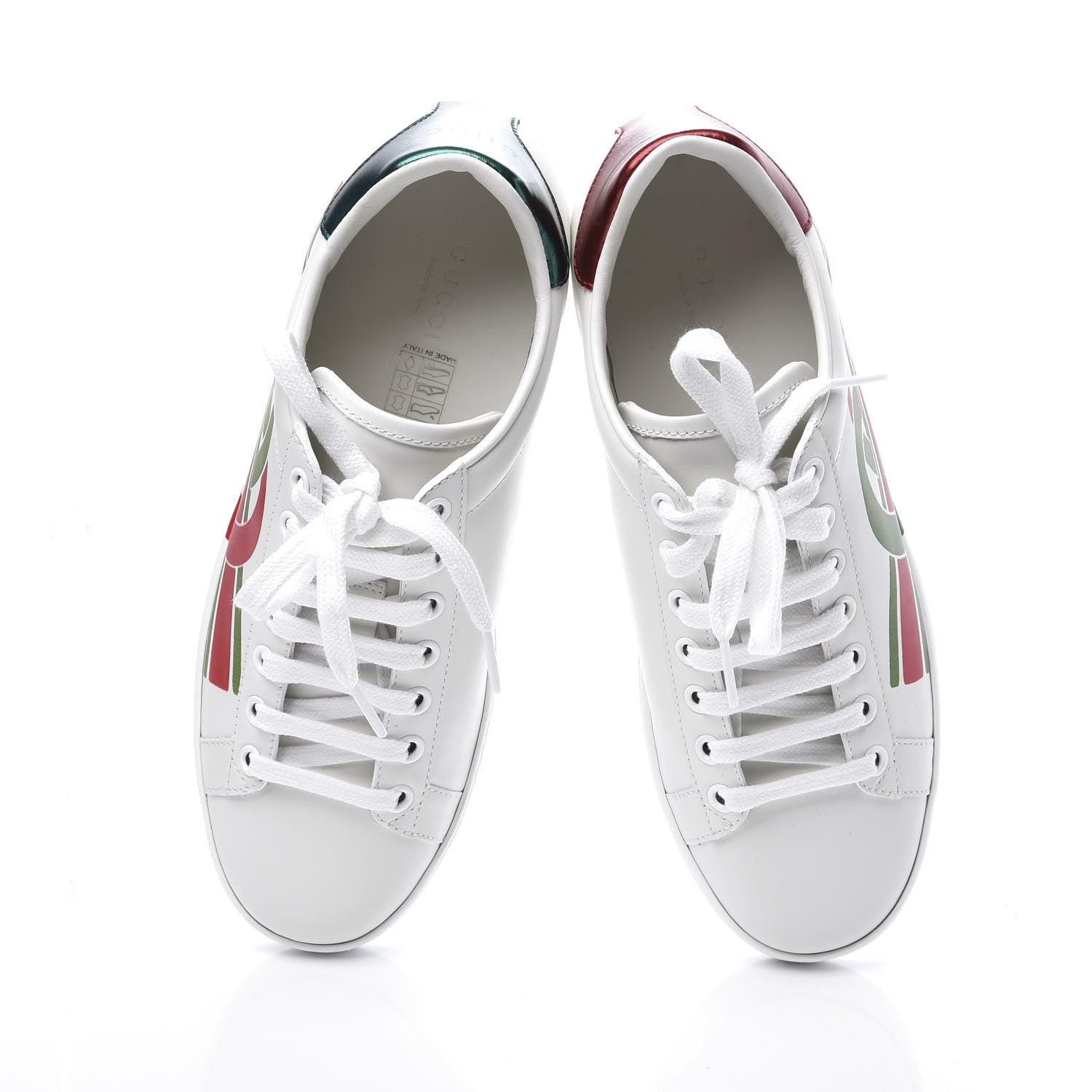 Gucci Calfskin Interlocking G Womens New Ace Sneakers 36.5 White Red Flame Green 5 of 11