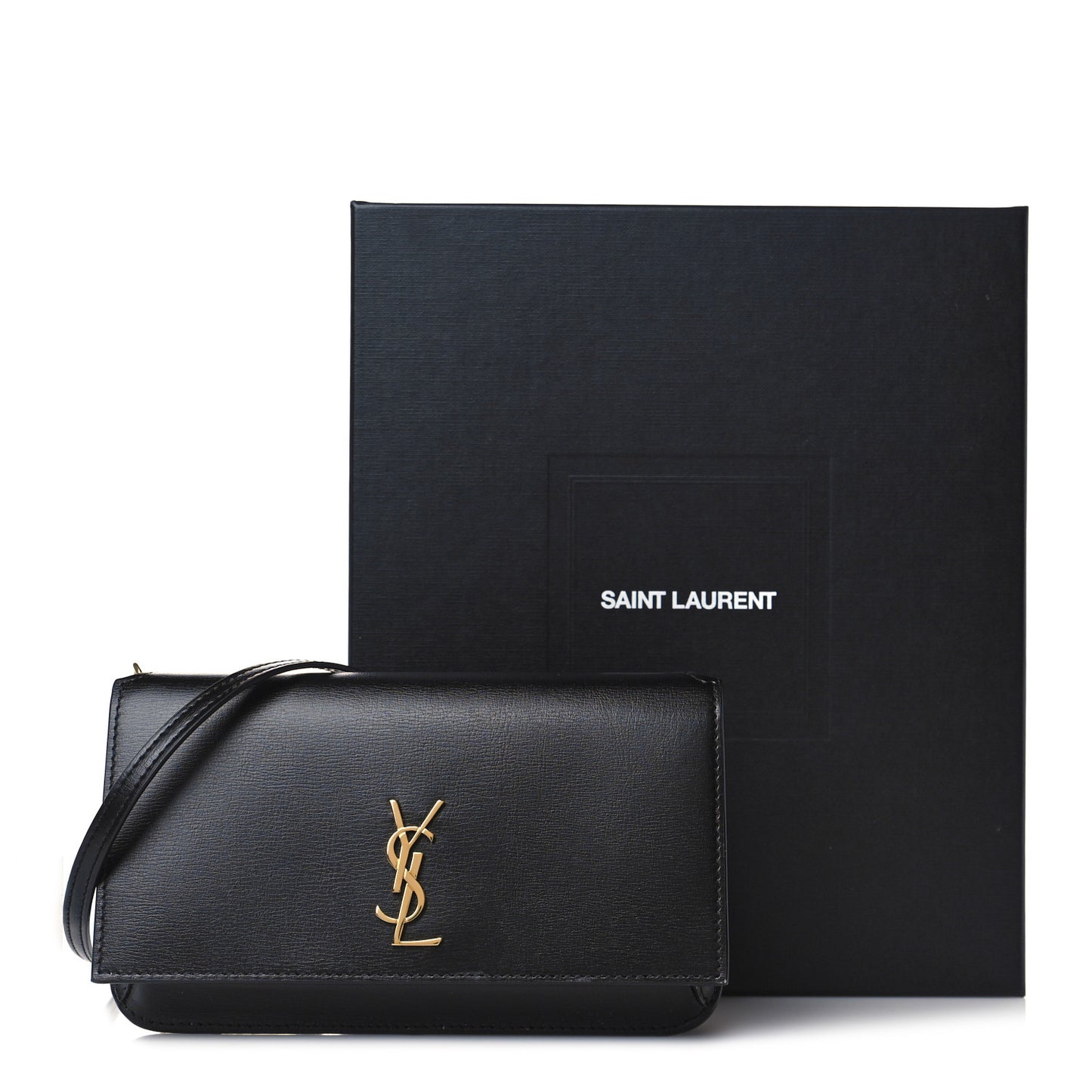 Smooth Calfskin Monogram Phone Holder Crossbody Black