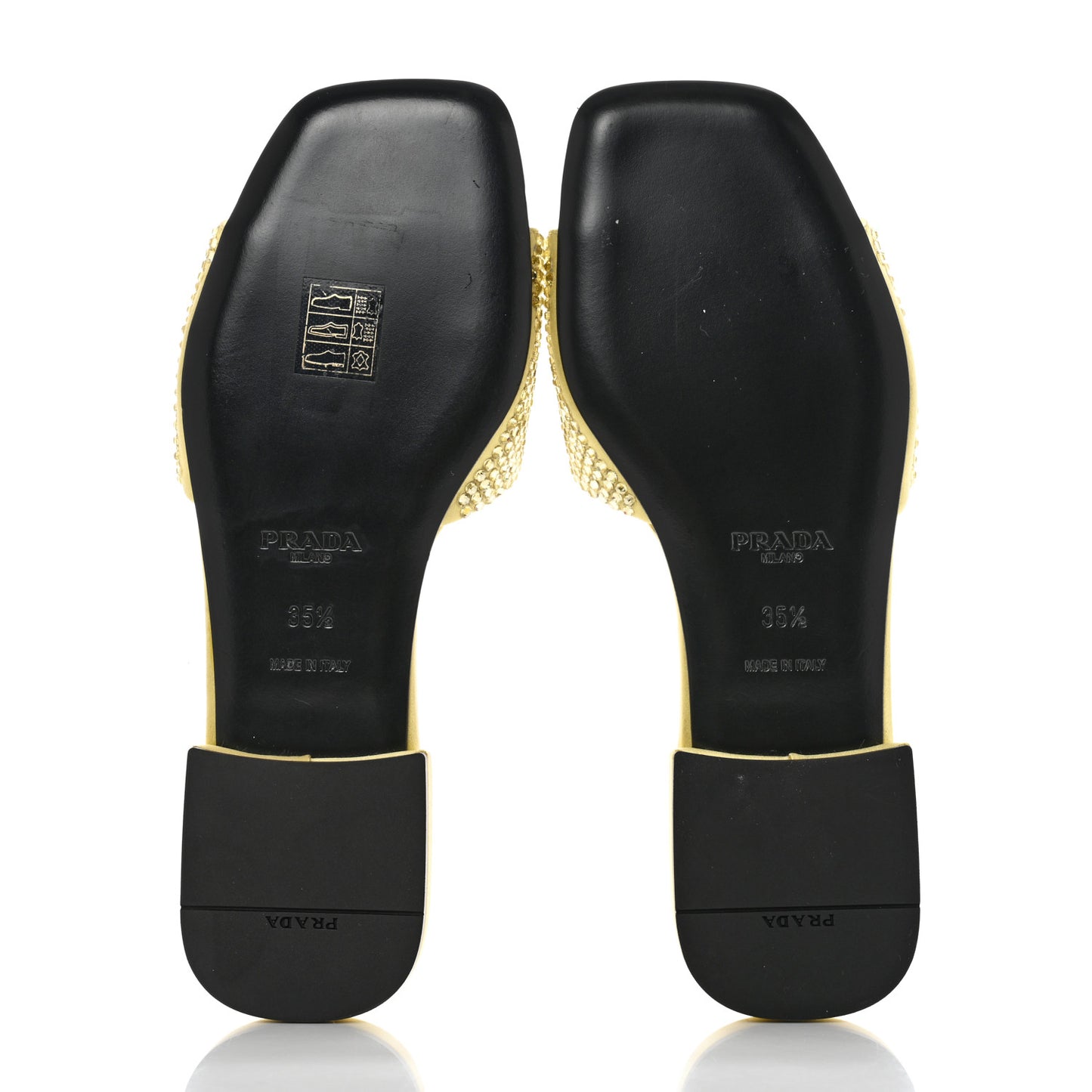 Satin Crystal Logo 10mm Slide Sandals 35.5 Ananas