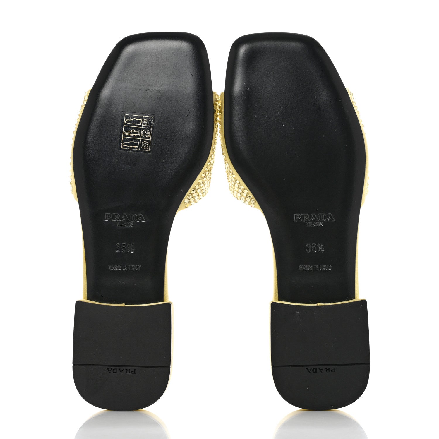 Prada Satin Crystal Logo 10mm Slide Sandals 35.5 Ananas 5 of 8