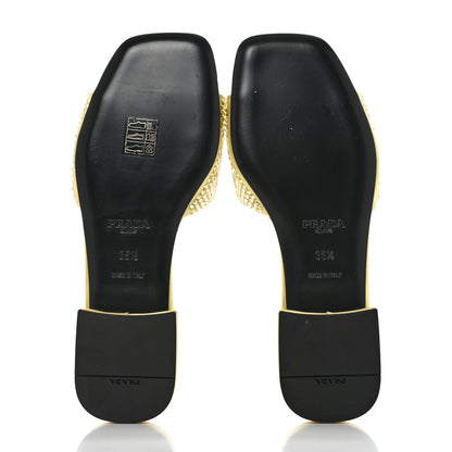 Prada Satin Crystal Logo 10mm Slide Sandals 35.5 Ananas 5 of 8