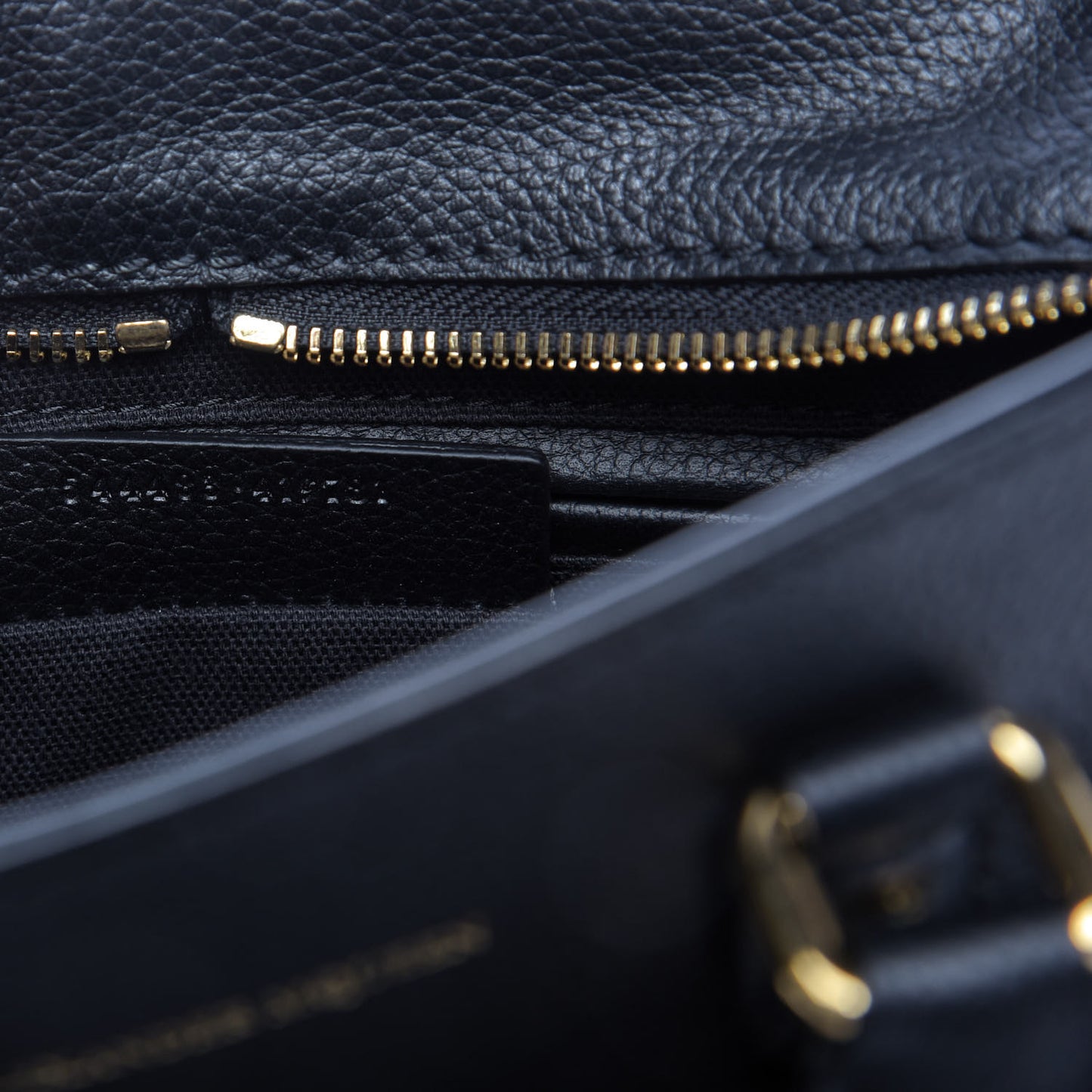 Pebbled Calfskin Mini Padlock Tote Black