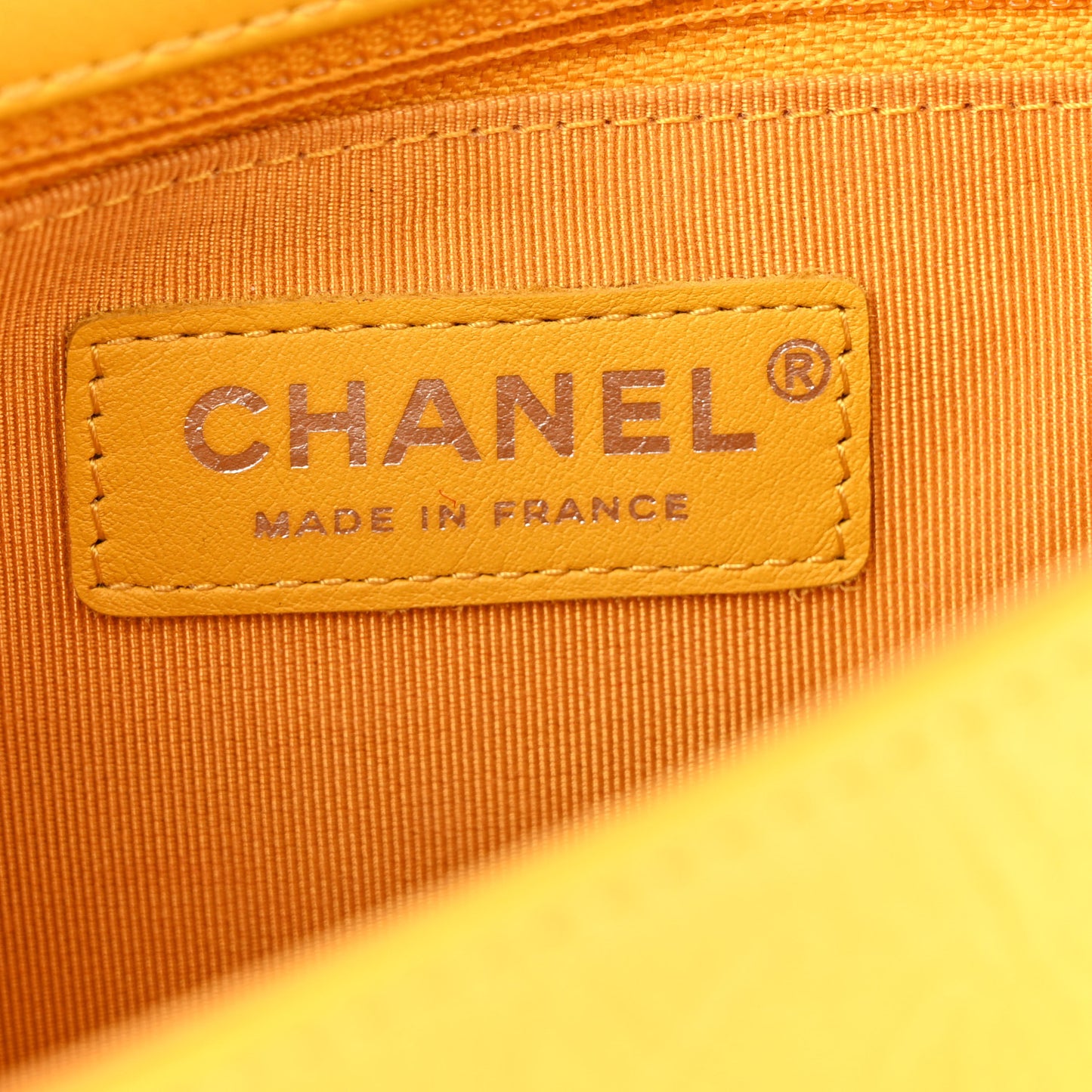 Shiny Aged Calfskin Quilted Flap Yellow