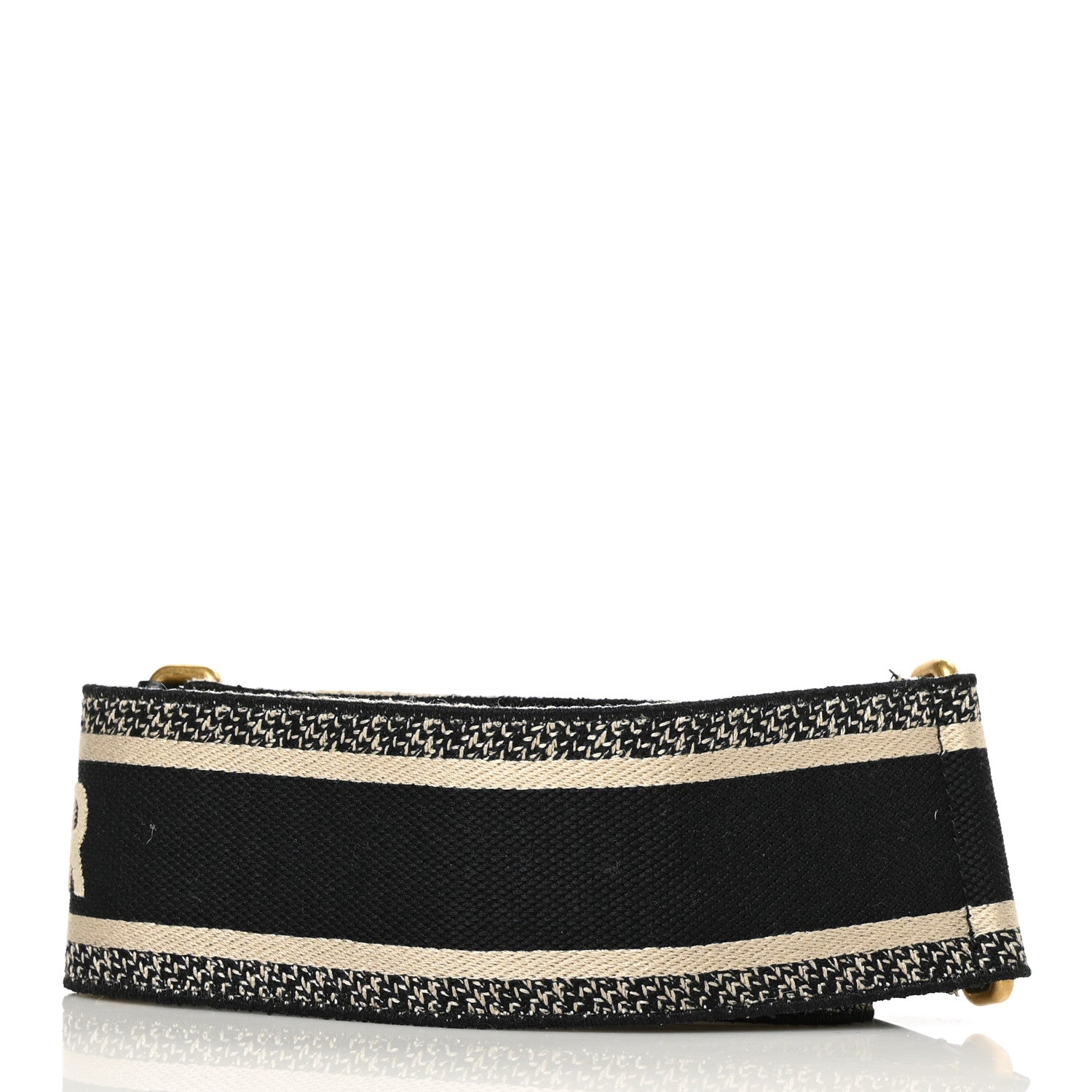 Christian Dior Canvas Embroidered Shoulder Strap Black 2 of 4