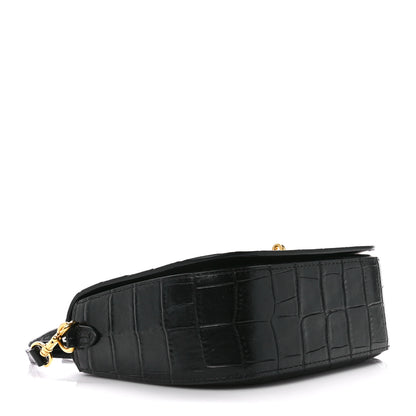 Mulberry Deep Calfskin Crocodile Embossed Small Darley Black 4 of 11