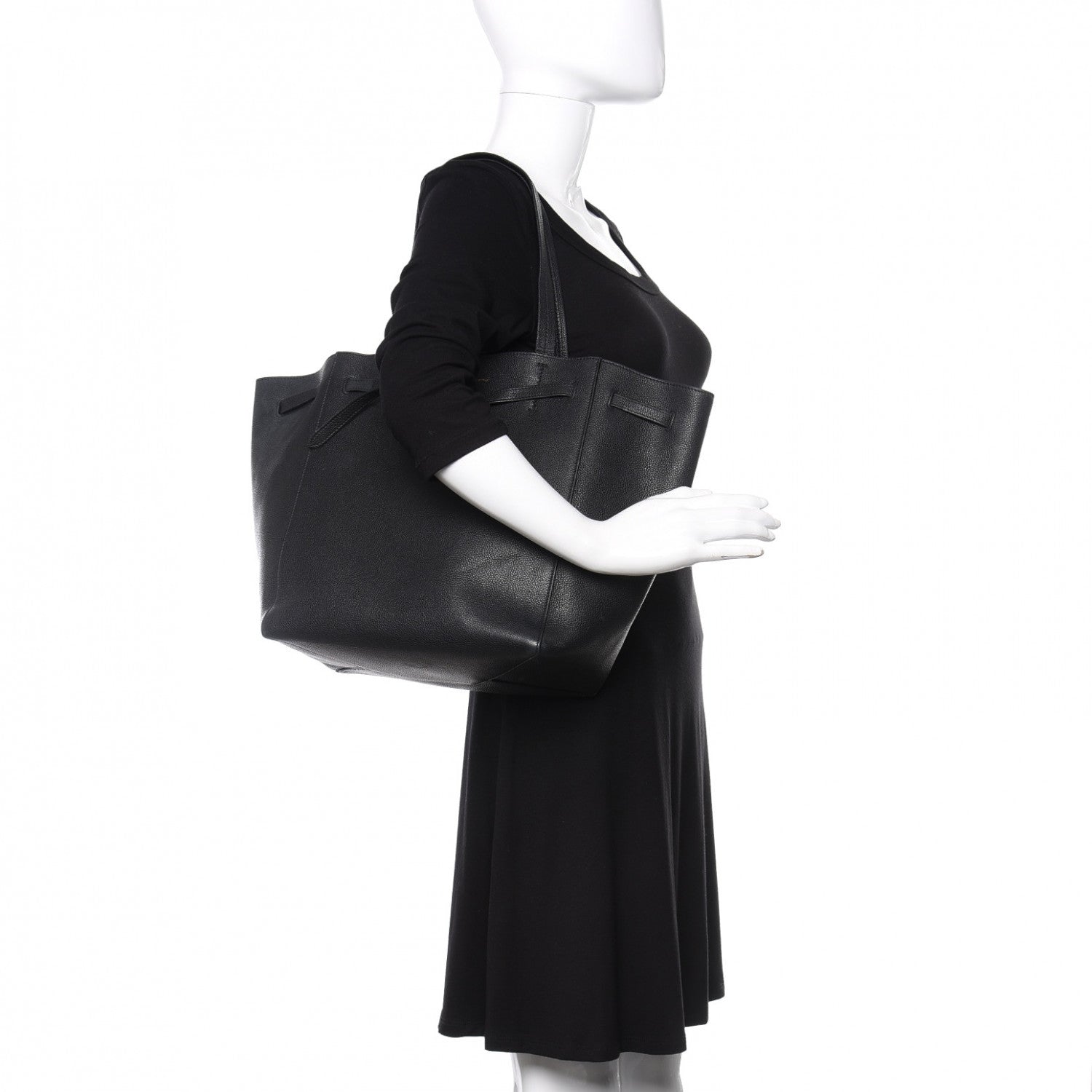 Celine Soft Grained Calfskin Small Belt Cabas Phantom Black 2 of 13