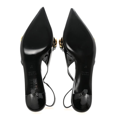 Gucci Vernice Crystal Nappa Charlotte Marina Slingback Pumps 37 Black 6 of 10