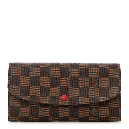 Louis Vuitton Damier Ebene Emilie Wallet Red 1 of 7