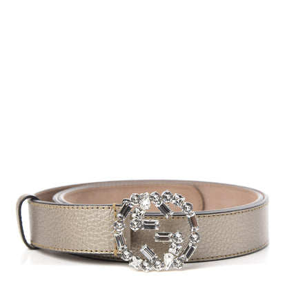 Gucci Calfskin Crystal Interlocking G Belt 100 40 Golden Beige 1 of 5