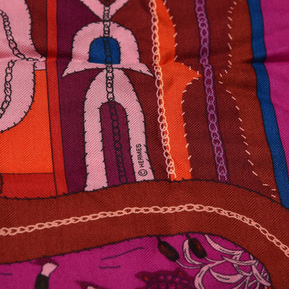Hermes Cashmere Silk Esprit Ainou Shawl 140 Fuschia Vieux Rose Rouge H 5 of 6