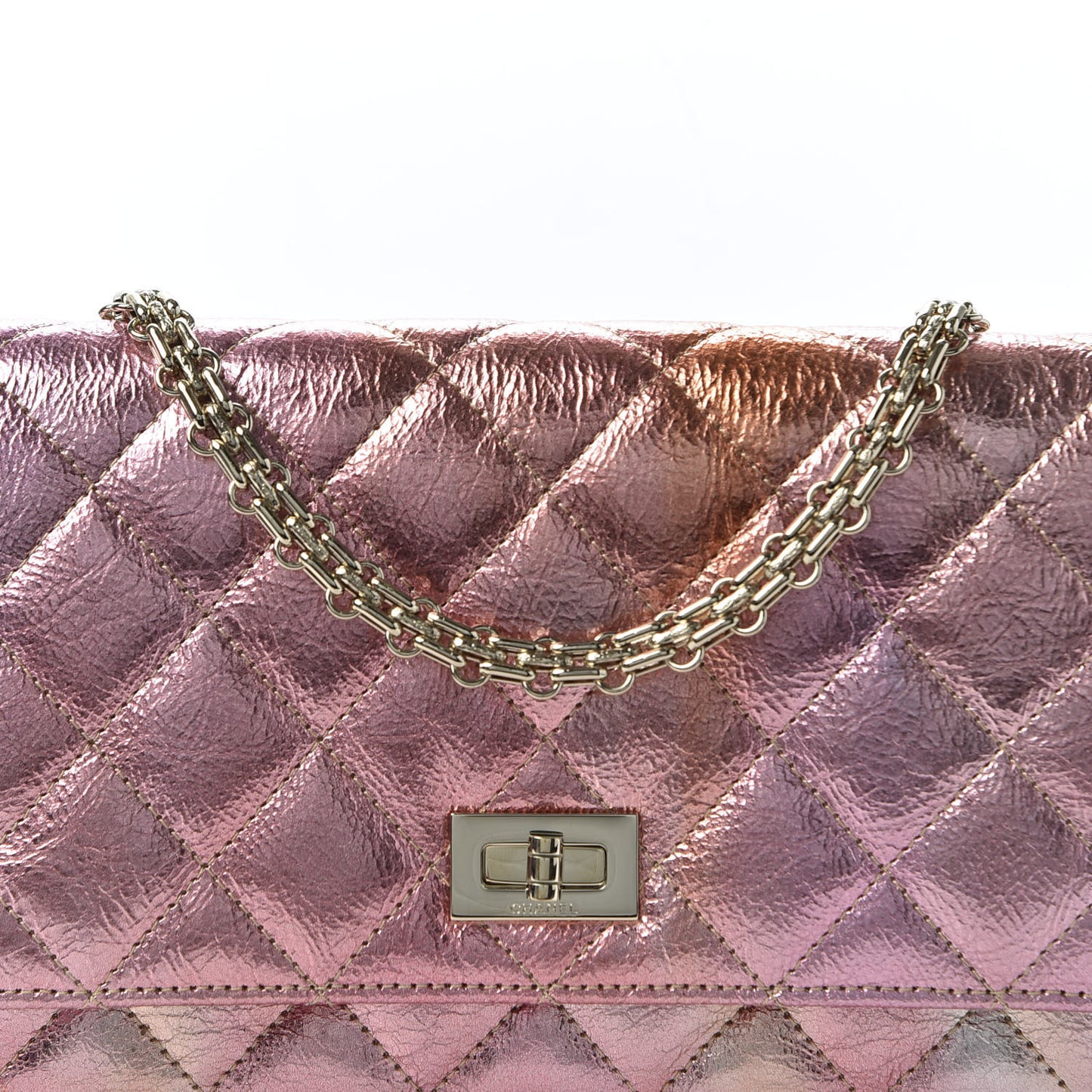 Metallic Goatskin Quilted 2.55 Reissue Wallet on Chain WOC Multicolor