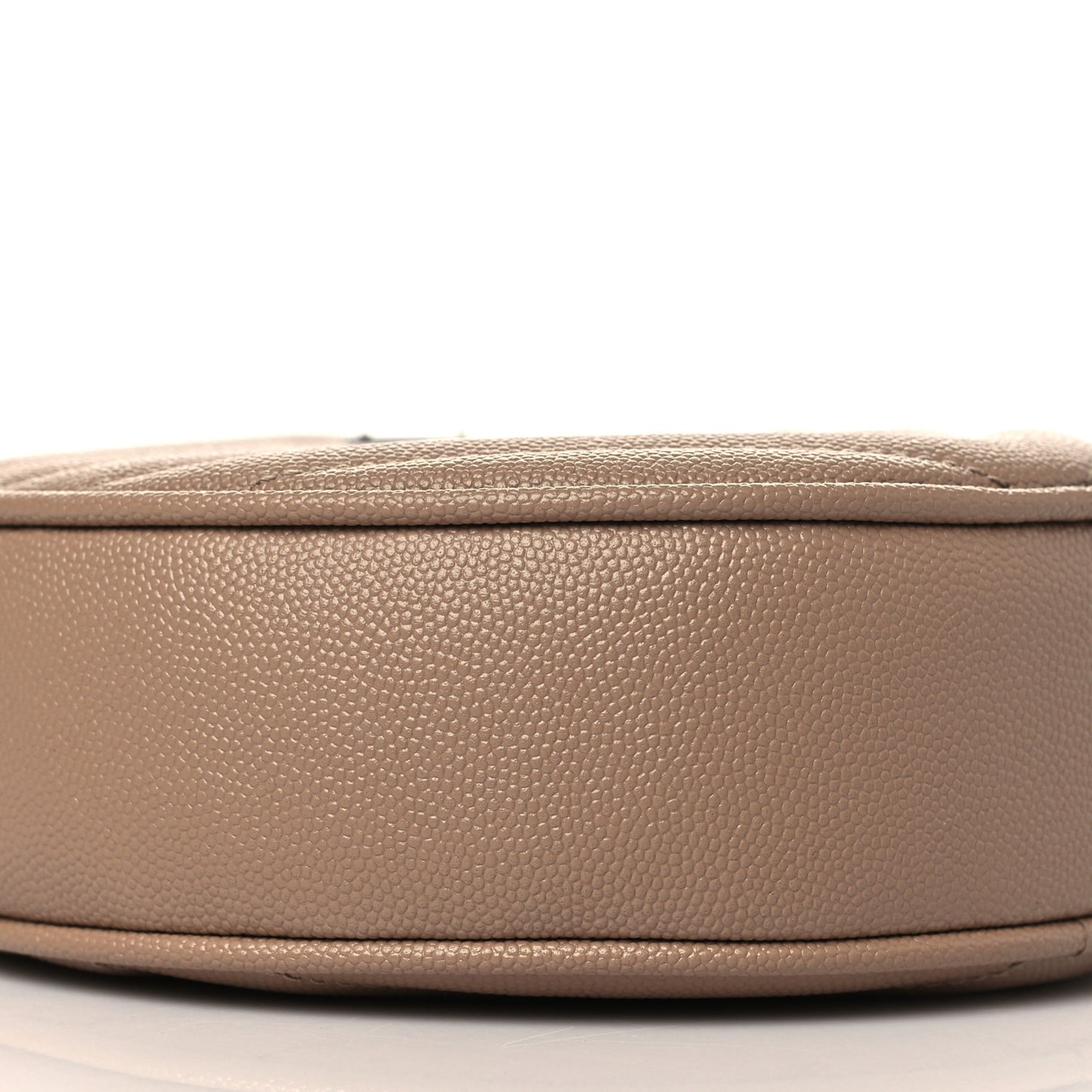Grain De Poudre Matelasse Chevron Quilted Round Vinyle Camera Bag Gold Sand