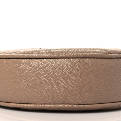 Saint Laurent Grain De Poudre Matelasse Chevron Quilted Round Vinyle Camera Bag Gold Sand 9 of 10