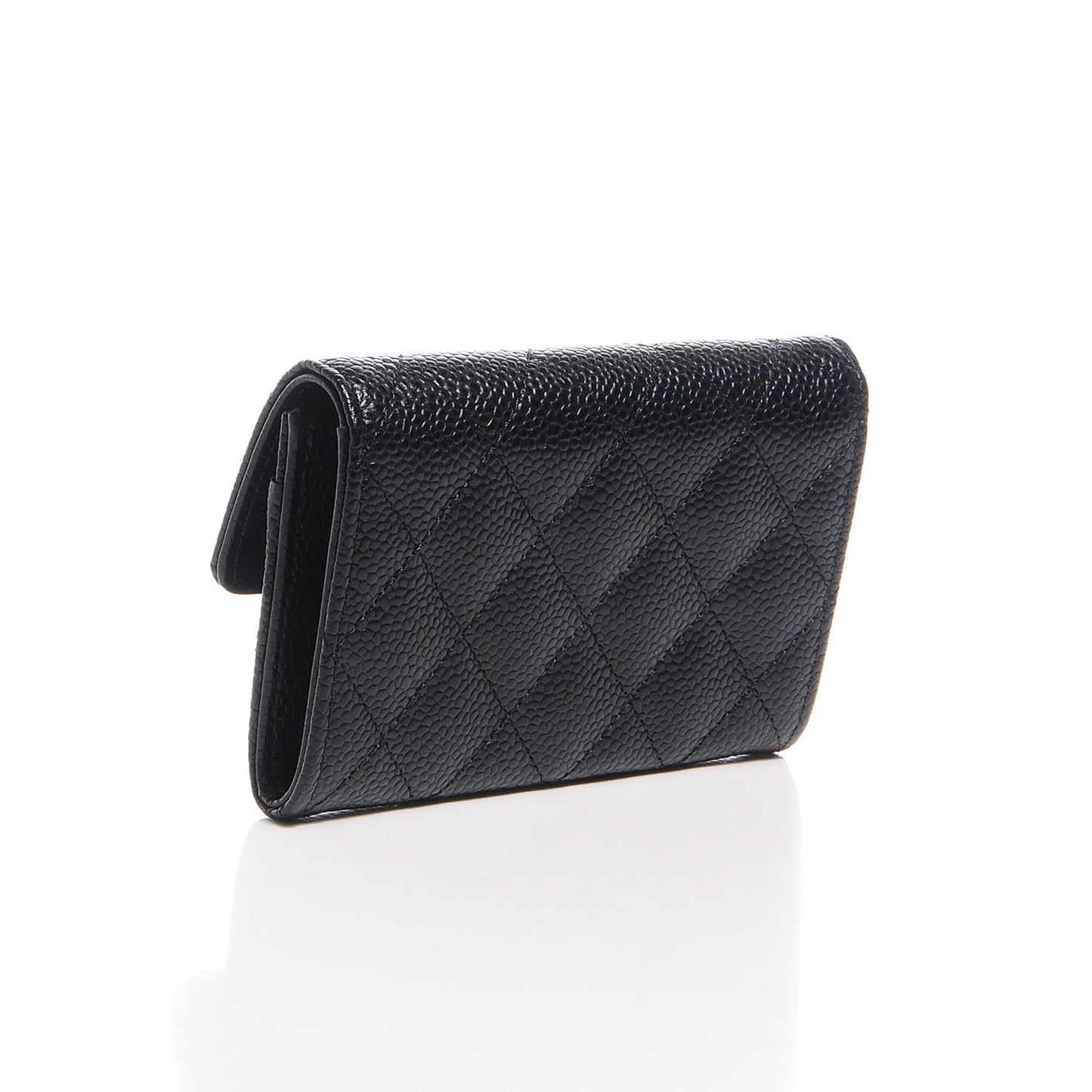 Caviar Quilted Flap Card Holder Black