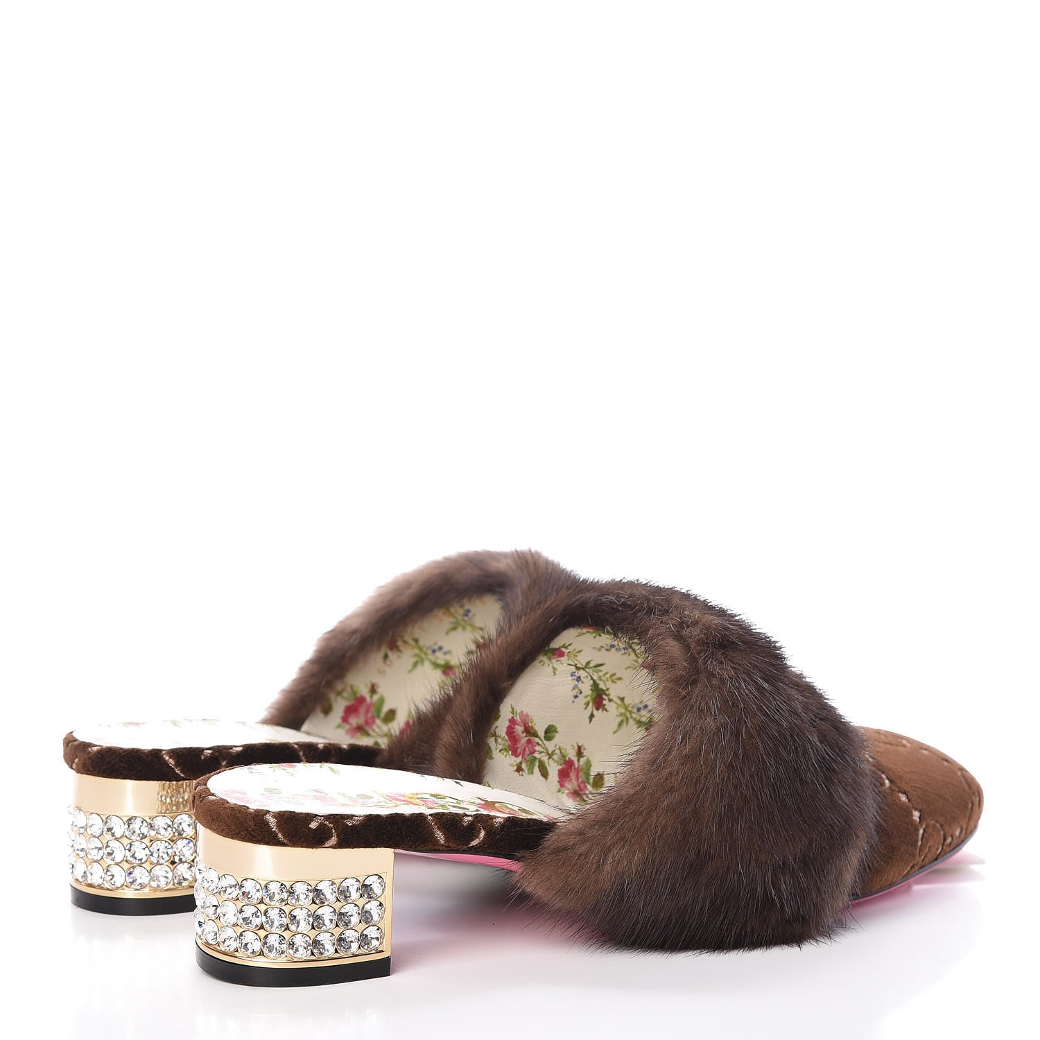 Gucci Mink Velvet GG Monogram Candy Mules 38.5 Scan Brown Brown 4 of 8