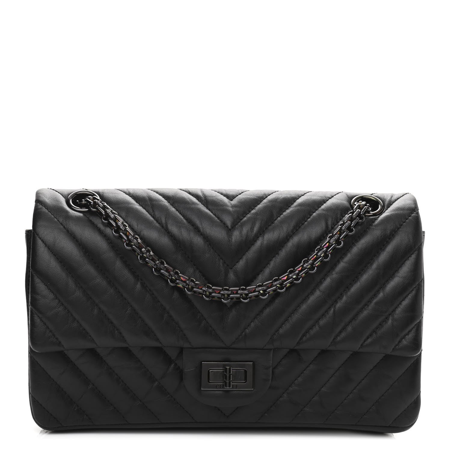 Chanel Aged Calfskin Chevron Quilted 2.55 Reissue 225 Flap So Black 1 of 10
