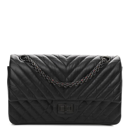 Chanel Aged Calfskin Chevron Quilted 2.55 Reissue 225 Flap So Black 1 of 10