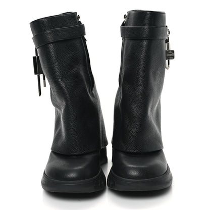 Givenchy Grained Calfskin Shark Lock Biker Ankle Boots 39 Black 2 of 8