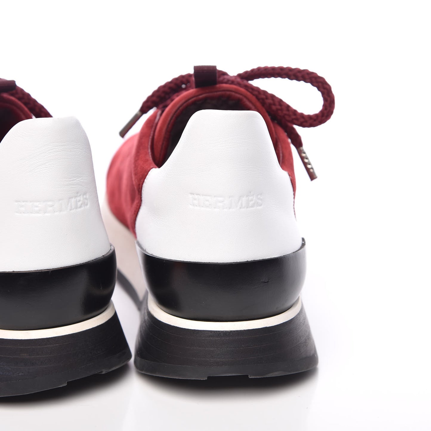 Velvet Goatskin Calfskin Womens Miles Sneakers 39.5 Carmin Blanc