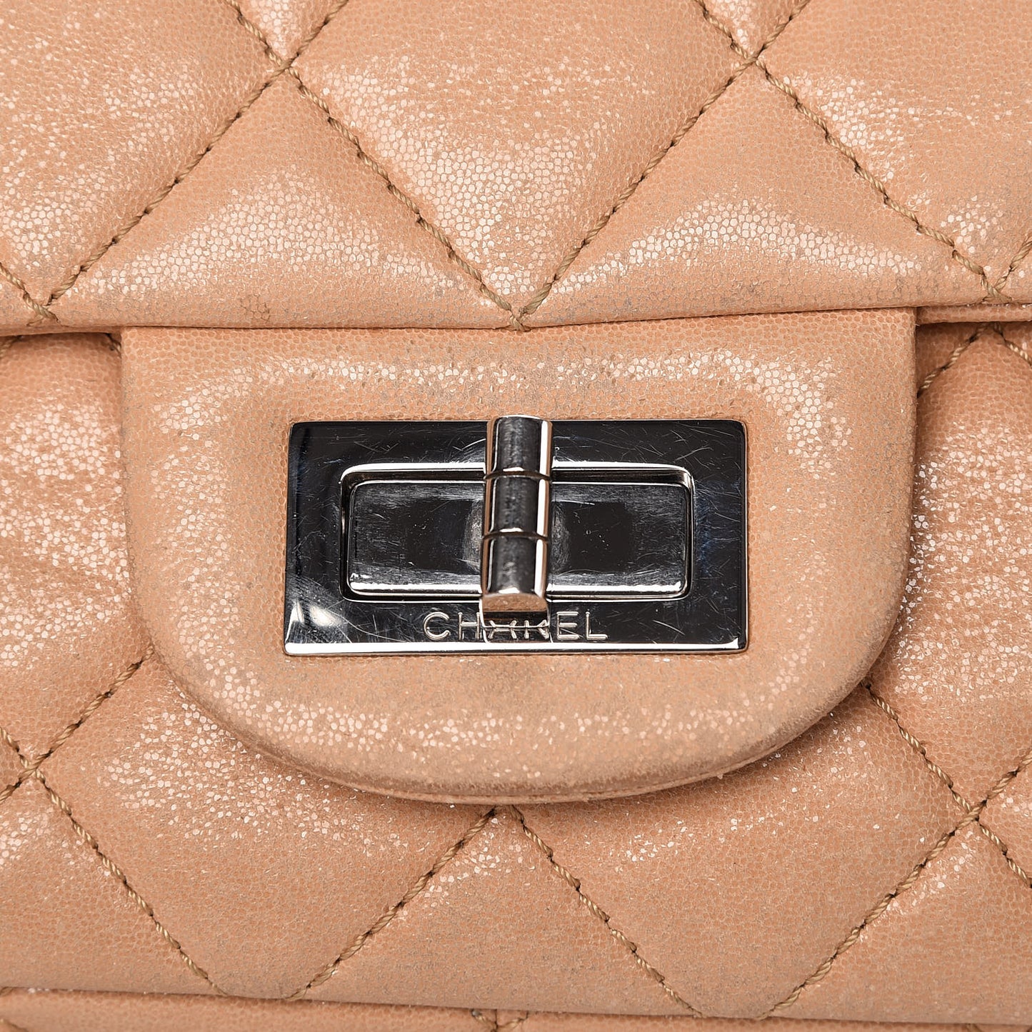 Iridescent Calfskin Quilted 2.55 Reissue 227 Flap Beige