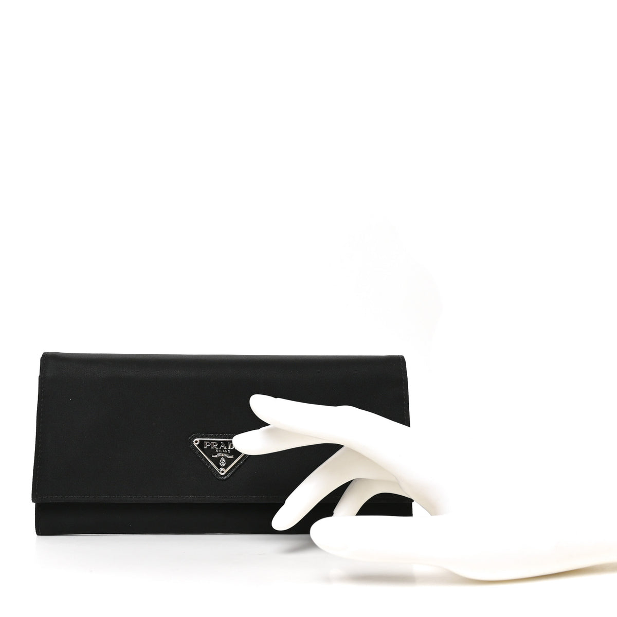Prada Saffiano Triangle Continental Flap Wallet Black 2 of 7