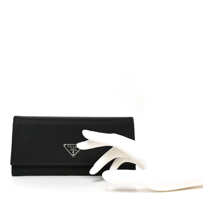 Prada Saffiano Triangle Continental Flap Wallet Black 2 of 7