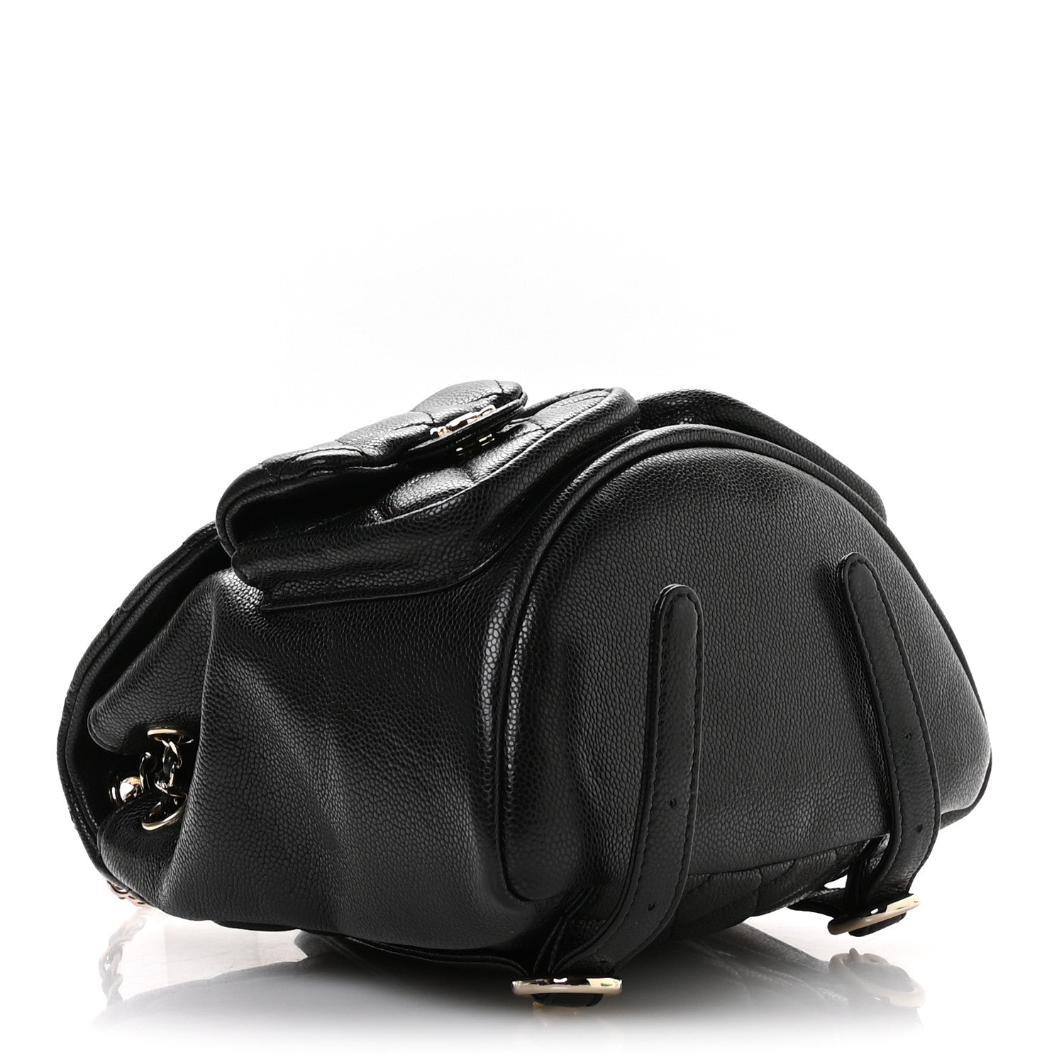Chanel Shiny Caviar Quilted Medium Duma Pockets Drawstring Backpack Black 4 of 10