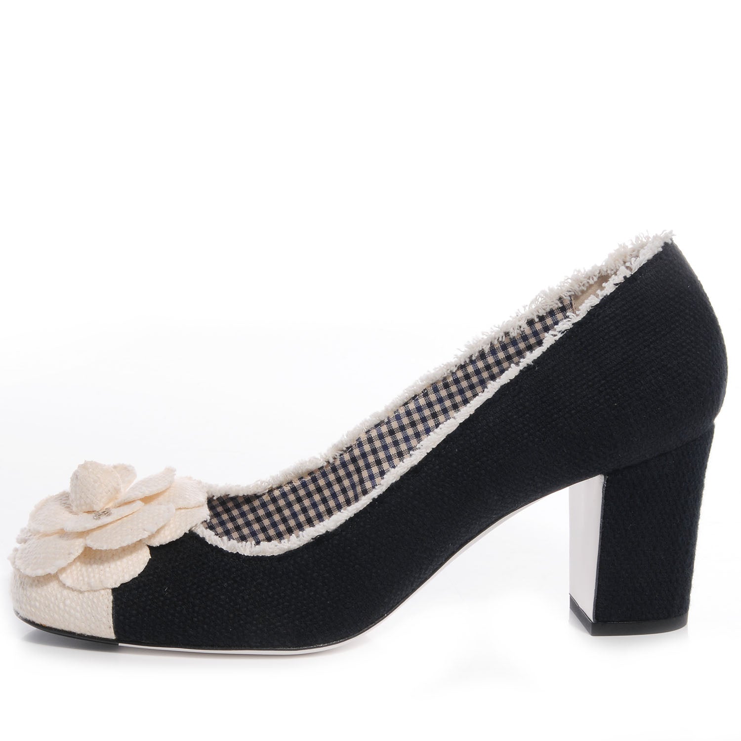 Chanel Tweed Escarpins Camellia CC Pumps 41 Navy White 1 of 7